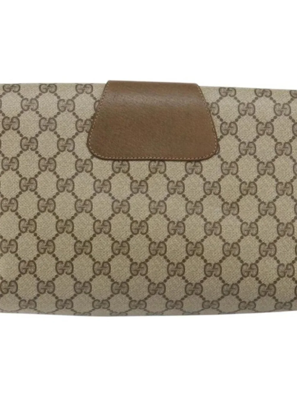 GUCCI GG Supreme Web Sherry Line Clutch Bag PVC Beige Red 89 01 031 Auth 145911